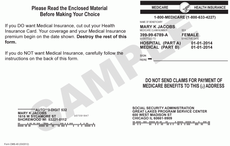 Medicare Card Example - CMS-40